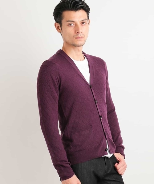 MICHEL KLEIN HOMME (ミッシェルクランオム)の「カーディガン(CASHWOOL)(ニット/セーター・メンズ・ブラック/グレー/ブルー/パープル・MEDIUM/LARGE/X-LARGE)」の1枚目の写真