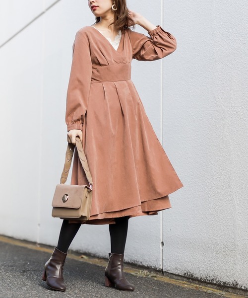 natural couture（ナチュラルクチュール）の「レディカシュクールワンピ（ワンピース・レディース・ネイビー/グリーン/ボルドー/ブラック系その他/ブラウン系その他/キャメル/ベージュ/サックスブルー/コーラルピンク・FREE）」の7枚目の写真