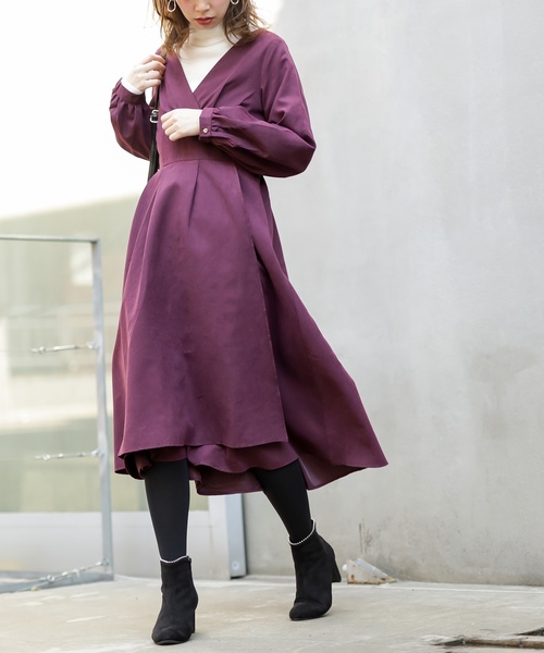 natural couture（ナチュラルクチュール）の「レディカシュクールワンピ（ワンピース・レディース・ネイビー/グリーン/ボルドー/ブラック系その他/ブラウン系その他/キャメル/ベージュ/サックスブルー/コーラルピンク・FREE）」の9枚目の写真