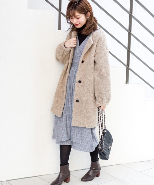 natural couture（ナチュラルクチュール）の「レディカシュクールワンピ（ワンピース・レディース・ネイビー/グリーン/ボルドー/ブラック系その他/ブラウン系その他/キャメル/ベージュ/サックスブルー/コーラルピンク・FREE）」の12枚目の写真