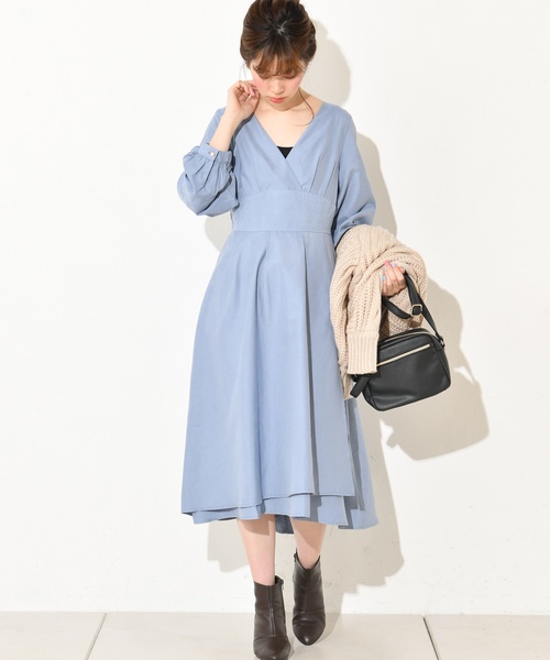 natural couture（ナチュラルクチュール）の「レディカシュクールワンピ（ワンピース・レディース・ネイビー/グリーン/ボルドー/ブラック系その他/ブラウン系その他/キャメル/ベージュ/サックスブルー/コーラルピンク・FREE）」の6枚目の写真