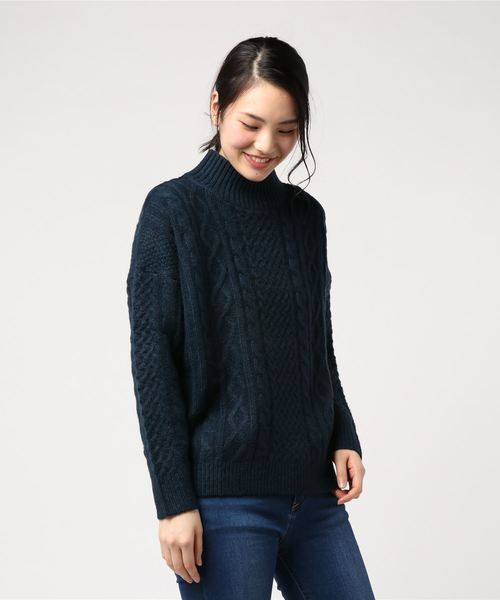 archives（アルシーヴ）の「ケーブル編みプルオーバー（ニット/セーター・レディース・ネイビー/オフホワイト/イエロー/ラベンダー・MEDIUM）」の3枚目の写真