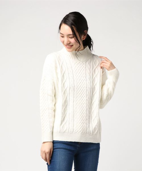 archives（アルシーヴ）の「ケーブル編みプルオーバー（ニット/セーター・レディース・ネイビー/オフホワイト/イエロー/ラベンダー・MEDIUM）」の2枚目の写真