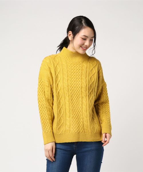 archives（アルシーヴ）の「ケーブル編みプルオーバー（ニット/セーター・レディース・ネイビー/オフホワイト/イエロー/ラベンダー・MEDIUM）」の4枚目の写真