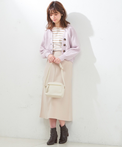 natural couture（ナチュラルクチュール）の「ぷくぷく片畦ニットカーディガン（カーディガン/ボレロ・レディース・ベージュ/ネイビー/オフホワイト/グリーン/ライトピンク・FREE）」の18枚目の写真