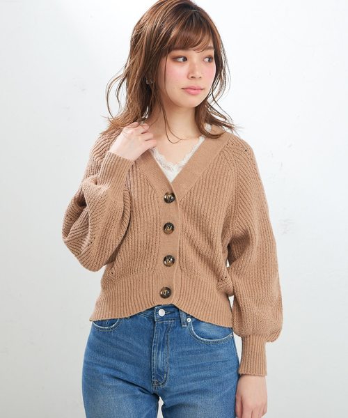 natural couture（ナチュラルクチュール）の「ぷくぷく片畦ニットカーディガン（カーディガン/ボレロ・レディース・ベージュ/ネイビー/オフホワイト/グリーン/ライトピンク・FREE）」の21枚目の写真