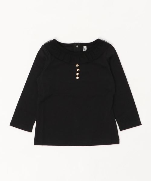 maarook（マルーク）の「[90-140]チュールフリル長袖Tシャツ（Tシャツ/カットソー・キッズ・ホワイト/ブラック・110cm/100cm/120cm/130cm/140cm/90cm）」の2枚目の写真