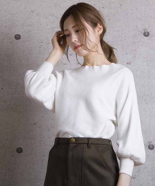 LUGG NAGG(ラグナグ)の「【Jewelobe/ ジュエローブ】 横編みドルマンニットトップス(ニット/セーター・レディース・ブラック/オフホワイト/ピンク/グリーン・FREE)」の2枚目の写真