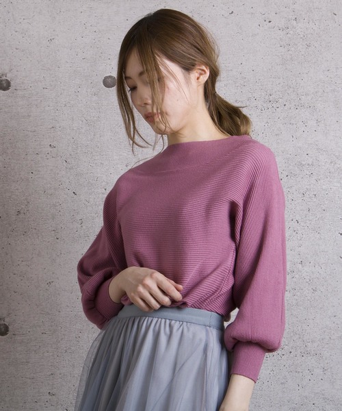 LUGG NAGG(ラグナグ)の「【Jewelobe/ ジュエローブ】 横編みドルマンニットトップス(ニット/セーター・レディース・ブラック/オフホワイト/ピンク/グリーン・FREE)」の1枚目の写真