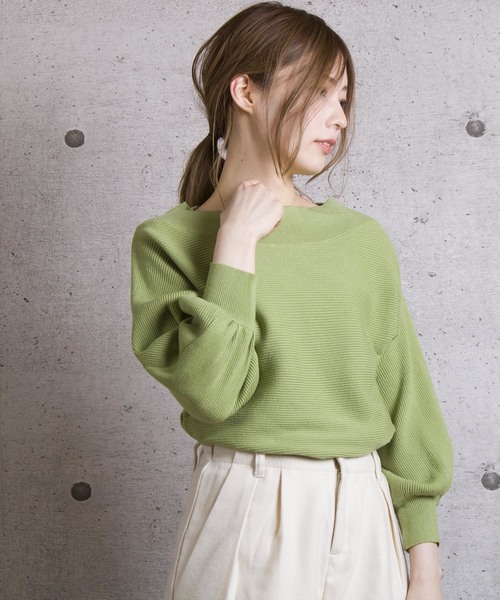 LUGG NAGG(ラグナグ)の「【Jewelobe/ ジュエローブ】 横編みドルマンニットトップス(ニット/セーター・レディース・ブラック/オフホワイト/ピンク/グリーン・FREE)」の4枚目の写真