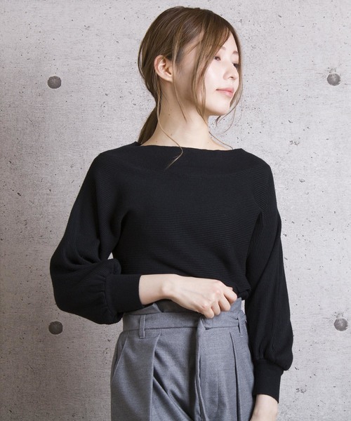 LUGG NAGG(ラグナグ)の「【Jewelobe/ ジュエローブ】 横編みドルマンニットトップス(ニット/セーター・レディース・ブラック/オフホワイト/ピンク/グリーン・FREE)」の3枚目の写真