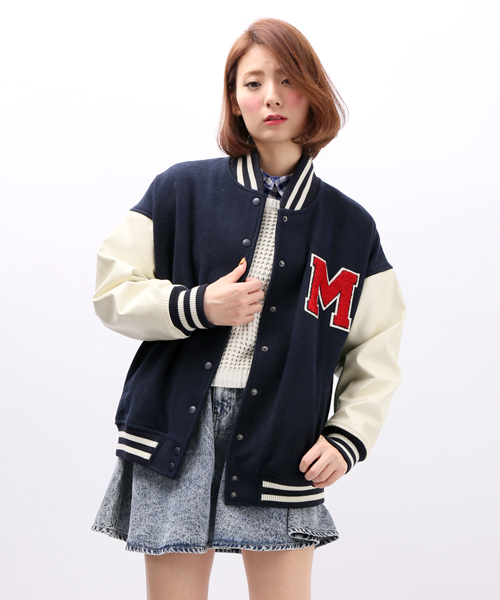 WEGO(ウィゴー)の「WEGO/ワッペンBIGスタジャン(スタジャン・レディース・アイボリー/ライトグレー/ネイビー/レッド・FREE)」の4枚目の写真