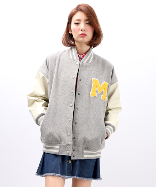 WEGO(ウィゴー)の「WEGO/ワッペンBIGスタジャン(スタジャン・レディース・アイボリー/ライトグレー/ネイビー/レッド・FREE)」の3枚目の写真