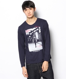 WEGO/フォトプリントUネックTシャツ