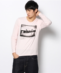 WEGO/フォトプリントUネックTシャツ