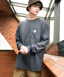 カーハート carhartt 無地 ロゴ 長袖Tシャツ ポケット付き