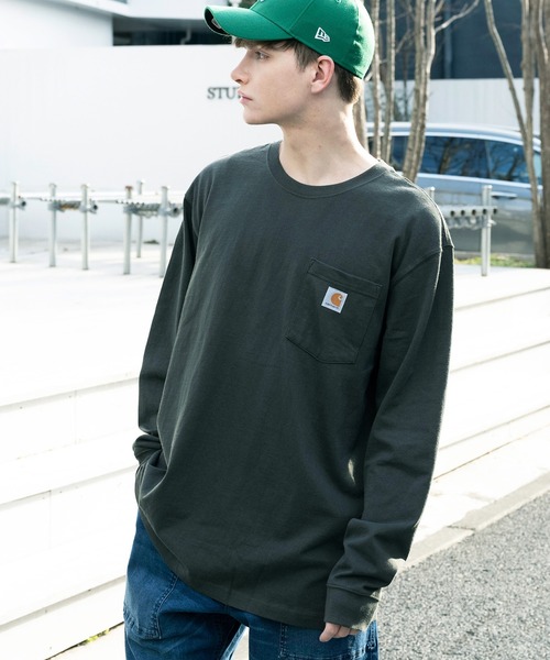 Carhartt（カーハート）の「カーハート carhartt 無地 ロゴ 長袖Tシャツ ポケット付き（Tシャツ/カットソー・メンズ・ブラック/ネイビー/グレー/グリーン/ワイン/ブルー系その他/ホワイト/ライトグリーン/チャコールグレー/ダークブラウン/グレー系その他/グレー系その他2/グリーン系その他2/オレンジ系その他/グリーン系その他・SMALL/MEDIUM/LARGE/X-LARGE）」の10枚目の写真