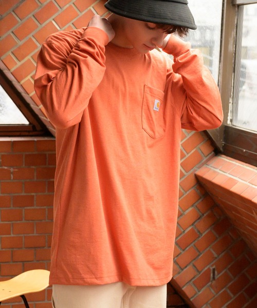 Carhartt（カーハート）の「カーハート carhartt 無地 ロゴ 長袖Tシャツ ポケット付き（Tシャツ/カットソー・メンズ・ブラック/ネイビー/グレー/グリーン/ワイン/ブルー系その他/ホワイト/ライトグリーン/チャコールグレー/ダークブラウン/グレー系その他/グレー系その他2/グリーン系その他2/オレンジ系その他/グリーン系その他・SMALL/MEDIUM/LARGE/X-LARGE）」の15枚目の写真