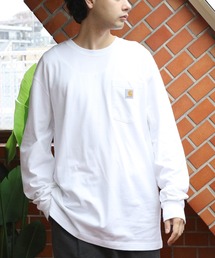 カーハート carhartt 無地 ロゴ 長袖Tシャツ ポケット付き