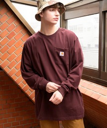 カーハート carhartt 無地 ロゴ 長袖Tシャツ ポケット付き