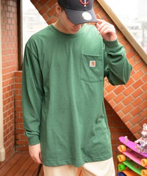 カーハート carhartt 無地 ロゴ 長袖Tシャツ ポケット付き
