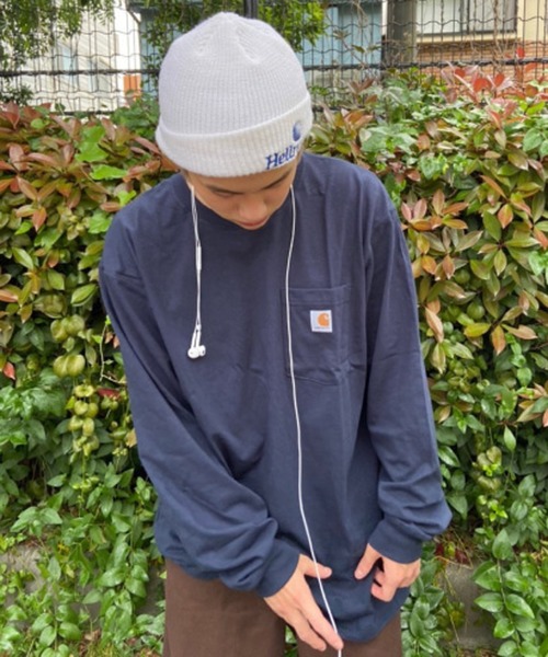 Carhartt（カーハート）の「カーハート carhartt 無地 ロゴ 長袖Tシャツ ポケット付き（Tシャツ/カットソー・メンズ・ブラック/ネイビー/グレー/グリーン/ワイン/ブルー系その他/ホワイト/ライトグリーン/チャコールグレー/ダークブラウン/グレー系その他/グレー系その他2/グリーン系その他2/オレンジ系その他/グリーン系その他・SMALL/MEDIUM/LARGE/X-LARGE）」の21枚目の写真