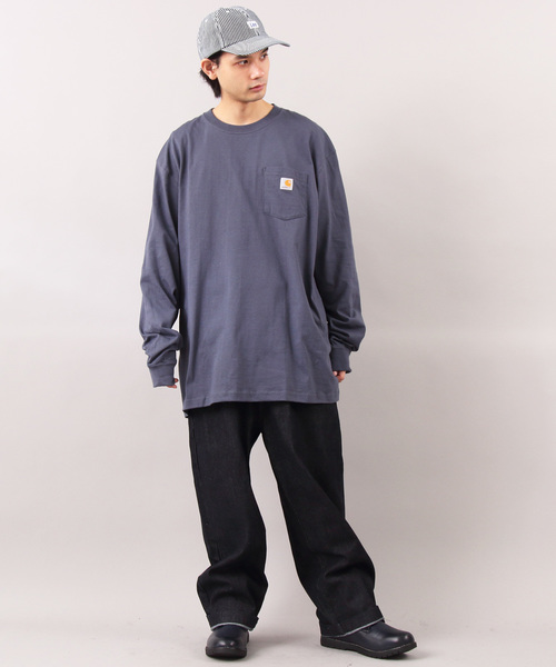 Carhartt（カーハート）の「カーハート carhartt 無地 ロゴ 長袖Tシャツ ポケット付き（Tシャツ/カットソー・メンズ・ブラック/ネイビー/グレー/グリーン/ワイン/ブルー系その他/ホワイト/ライトグリーン/チャコールグレー/ダークブラウン/グレー系その他/グレー系その他2/グリーン系その他2/オレンジ系その他/グリーン系その他・SMALL/MEDIUM/LARGE/X-LARGE）」の17枚目の写真