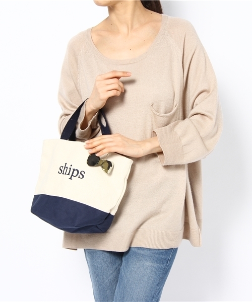 SHIPS for women（シップスフォーウィメン）の「バイカラー エコバッグ(S)（エコバッグ/サブバッグ・レディース・ネイビー/ブラック/イエロー/オリーブ/ダークグレー/ライトオリーブ/コバルトブルー・ONE SIZE）」の8枚目の写真