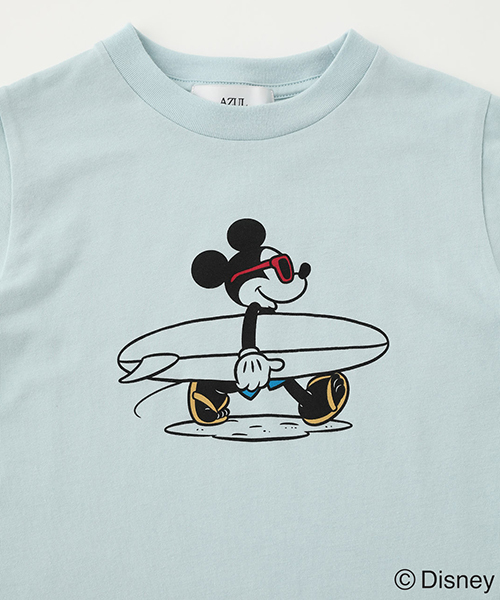 AZUL by moussy（アズールバイマウジー）の「KIDS SURF MICKEY TEE / キッズサーフミッキーT（Tシャツ/カットソー・キッズ・ライトブルー/オフホワイト/イエロー・100/110/120）」の12枚目の写真