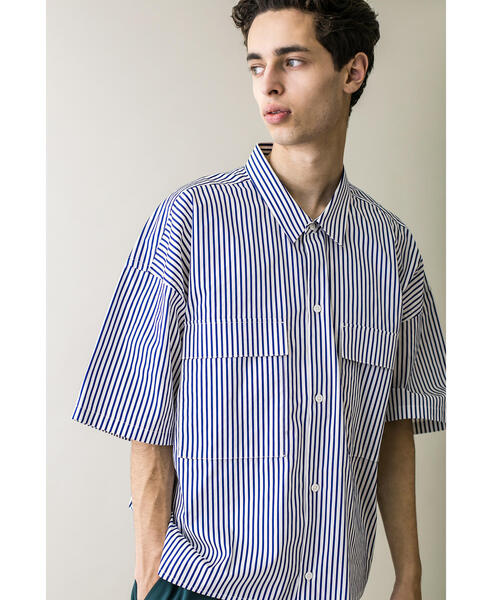 MONKEY TIME(モンキータイム)の「<monkey time> STN STRIPE CROPPED REG SS/クロップドシャツ(シャツ/ブラウス・メンズ・ネイビー/パープル・S/M/L/XL)」の7枚目の写真