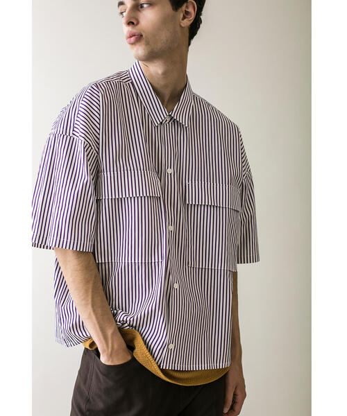 MONKEY TIME(モンキータイム)の「<monkey time> STN STRIPE CROPPED REG SS/クロップドシャツ(シャツ/ブラウス・メンズ・ネイビー/パープル・S/M/L/XL)」の11枚目の写真