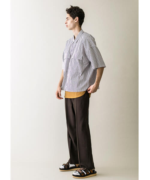 MONKEY TIME(モンキータイム)の「<monkey time> STN STRIPE CROPPED REG SS/クロップドシャツ(シャツ/ブラウス・メンズ・ネイビー/パープル・S/M/L/XL)」の8枚目の写真