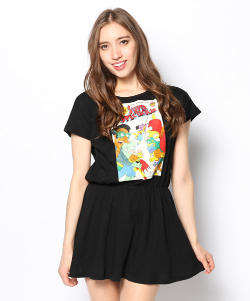 DANCE LB-03（ダンス エルビー・ゼロスリー）の「BARTMAN ワンピース（Tシャツ/カットソー・レディース・ホワイト系/ライトグレー系/ブラック系・FREE）」の2枚目の写真