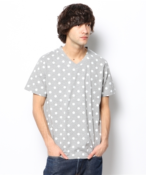 OUTLET(アウトレット)の「【Ciaopanic】ドット総柄TEE(Tシャツ/カットソー・メンズ・ネイビー/グレー・MEDIUM/LARGE)」の1枚目の写真