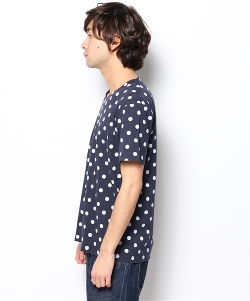OUTLET(アウトレット)の「【Ciaopanic】ドット総柄TEE(Tシャツ/カットソー・メンズ・ネイビー/グレー・MEDIUM/LARGE)」の4枚目の写真