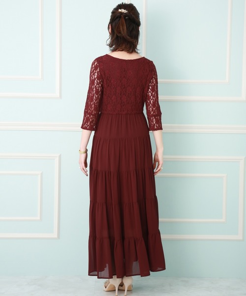 MARLENE JOBERT（マルレーヌ　ジョベル）の「ティアードレース切り替えドレスワンピース（ドレス・レディース・チャコールグレー/ブラック/ボルドー・LL/M/L）」の9枚目の写真