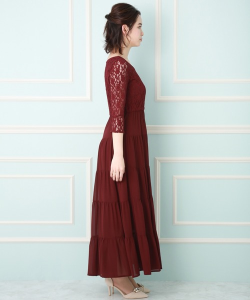 MARLENE JOBERT（マルレーヌ　ジョベル）の「ティアードレース切り替えドレスワンピース（ドレス・レディース・チャコールグレー/ブラック/ボルドー・LL/M/L）」の8枚目の写真