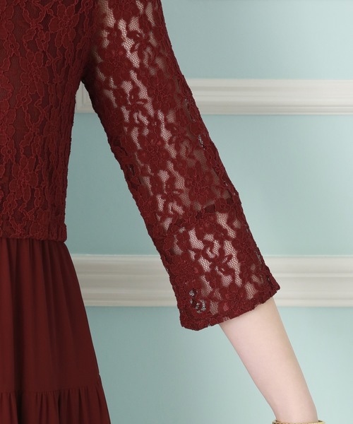 MARLENE JOBERT（マルレーヌ　ジョベル）の「ティアードレース切り替えドレスワンピース（ドレス・レディース・チャコールグレー/ブラック/ボルドー・LL/M/L）」の6枚目の写真