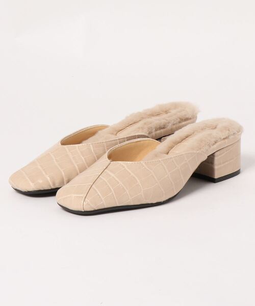 KOBE LETTUCE（コウベレタス）の「[スムース/クロコダイル型押し]スクエアトゥファーミュール（その他シューズ・レディース・ベージュ系その他/ブラック/ブラウン系その他2/ブラウン系その他/グレー系その他/ホワイト系その他・S/LL/M/L）」の2枚目の写真