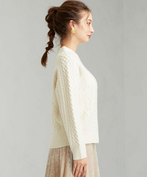 green label relaxing（グリーンレーベルリラクシング）の「[ ハミルトン ] HAMILTON SC アラン クルーネック ニット（ニット/セーター・レディース・ライトグレー/ライム/オフホワイト/ライラック/ネイビー・FREE）」の10枚目の写真