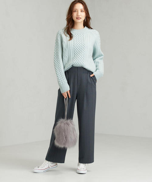 green label relaxing（グリーンレーベルリラクシング）の「[ ハミルトン ] HAMILTON SC アラン クルーネック ニット（ニット/セーター・レディース・ライトグレー/ライム/オフホワイト/ライラック/ネイビー・FREE）」の16枚目の写真