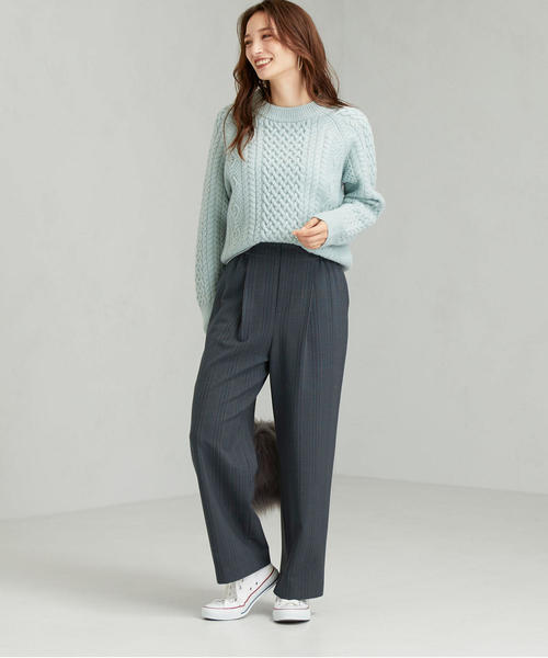 green label relaxing（グリーンレーベルリラクシング）の「[ ハミルトン ] HAMILTON SC アラン クルーネック ニット（ニット/セーター・レディース・ライトグレー/ライム/オフホワイト/ライラック/ネイビー・FREE）」の15枚目の写真