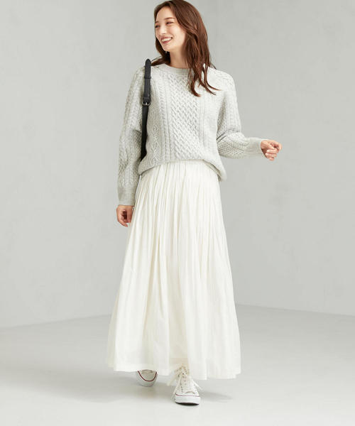 green label relaxing（グリーンレーベルリラクシング）の「[ ハミルトン ] HAMILTON SC アラン クルーネック ニット（ニット/セーター・レディース・ライトグレー/ライム/オフホワイト/ライラック/ネイビー・FREE）」の14枚目の写真