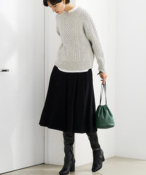 green label relaxing（グリーンレーベルリラクシング）の「[ ハミルトン ] HAMILTON SC アラン クルーネック ニット（ニット/セーター・レディース・ライトグレー/ライム/オフホワイト/ライラック/ネイビー・FREE）」の12枚目の写真