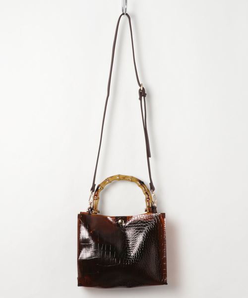 natural couture(ナチュラルクチュール)の「クロコクリア2WAYバッグ(ショルダーバッグ・レディース・ホワイト/ブラウン・FREE)」の1枚目の写真