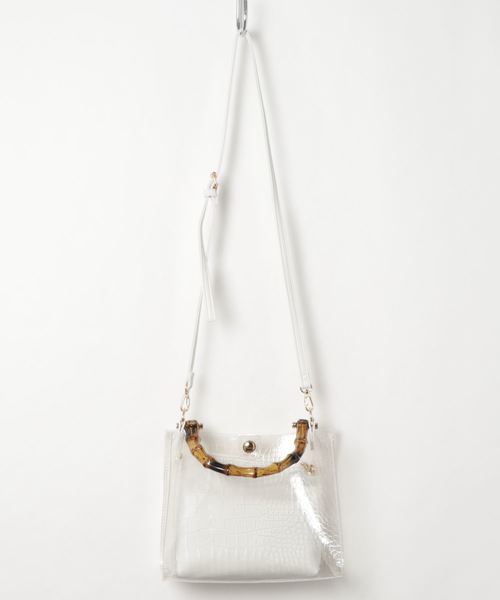 natural couture(ナチュラルクチュール)の「クロコクリア2WAYバッグ(ショルダーバッグ・レディース・ホワイト/ブラウン・FREE)」の5枚目の写真