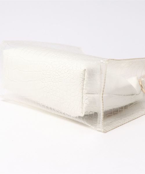 natural couture(ナチュラルクチュール)の「クロコクリア2WAYバッグ(ショルダーバッグ・レディース・ホワイト/ブラウン・FREE)」の3枚目の写真