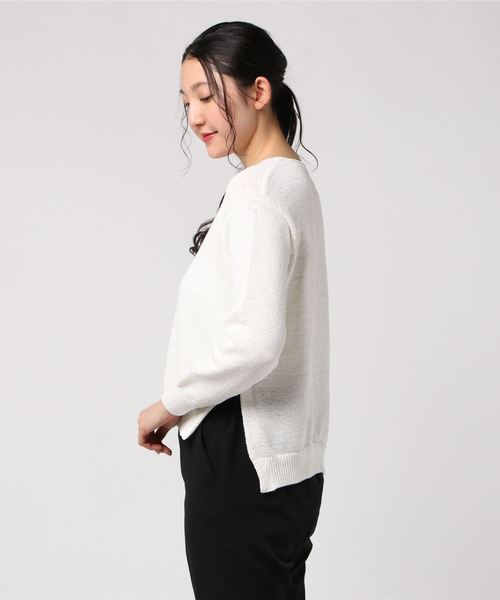 Rie Miller（リエミラー）の「テープヤーンプルオーバーニット（ニット/セーター・レディース・ベージュ/ベビーピンク/ホワイト/イエロー・38）」の6枚目の写真