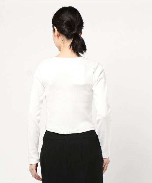 FIG&VIPER(フィグアンドバイパー)の「リブスリットショートロンT(Tシャツ/カットソー・レディース・ホワイト/ブラック/ベージュ/ピンク・FREE)」の5枚目の写真