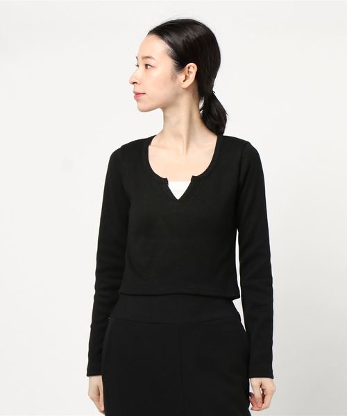 FIG&VIPER(フィグアンドバイパー)の「リブスリットショートロンT(Tシャツ/カットソー・レディース・ホワイト/ブラック/ベージュ/ピンク・FREE)」の18枚目の写真